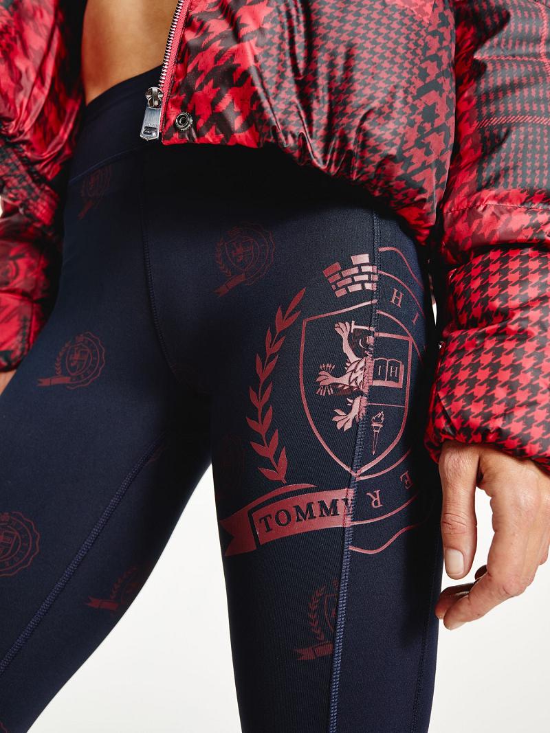 Női Tommy Hilfiger Icon Sueded Crests Legging Kék | HU 228LIS